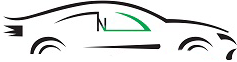 Un logo stilizzato in bianco e nero raffigurante un'auto sportiva con un contorno verde intorno ai finestrini e la lettera N integrata nel design.