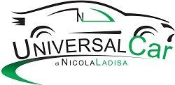 Logo per Universal Car di Nicola Ladisa, caratterizzato da una sagoma stilizzata di un'auto in nero e verde su sfondo bianco.