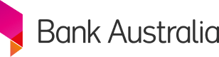 The bank australia logo is a pink and orange arrow.