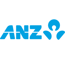 A blue anz logo on a white background