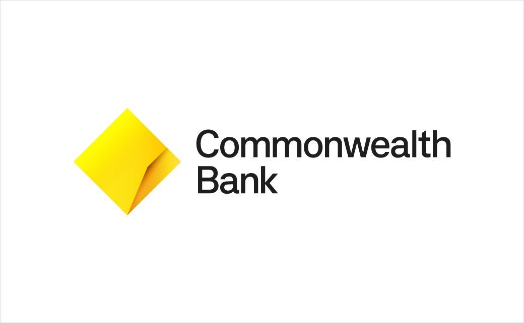The commonwealth bank logo is a yellow square with a black diamond in the middle.