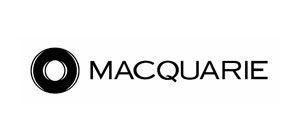 A black and white logo for macquarie on a white background.