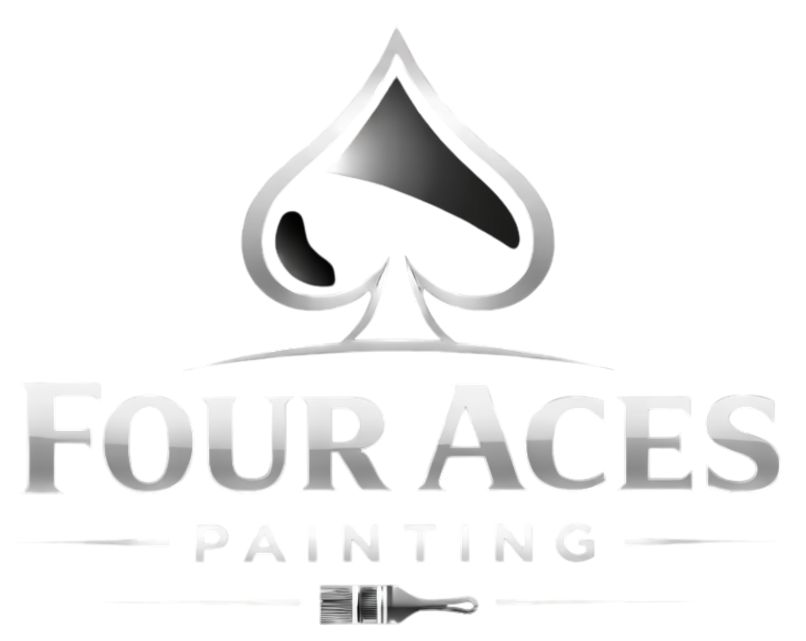 Four Aces Painting logo with black spade and paintbrush, gray text on white background