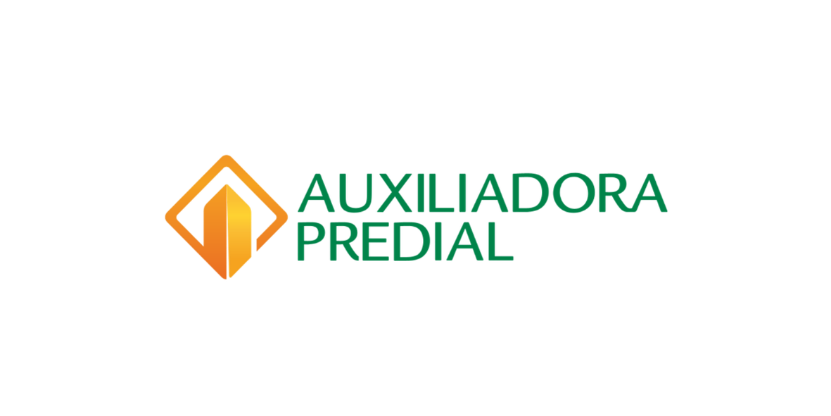 Logotipo da Auxiliadora Predial em verde e laranja sobre fundo branco.