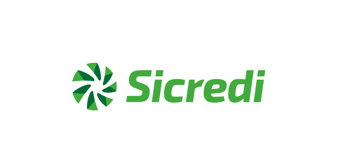 Logotipo da Sicredi em verde com um ícone estilizado de catavento e a palavra “Sicredi” sobre fundo branco.