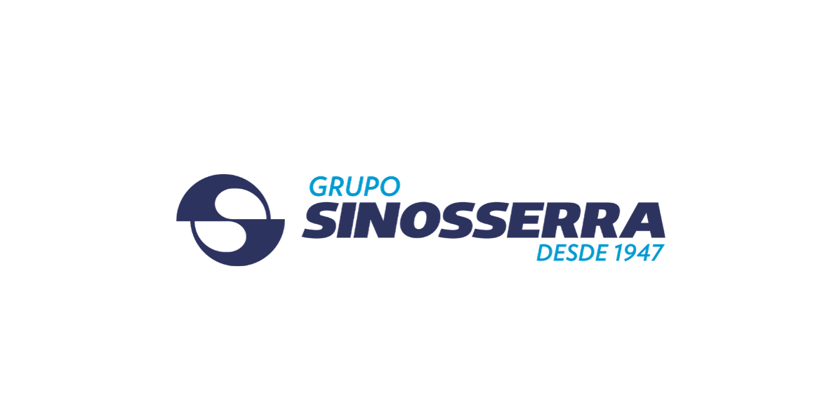 Logotipo do Grupo Sinosserra em azul com a inscrição “Desde 1947” sobre fundo branco.