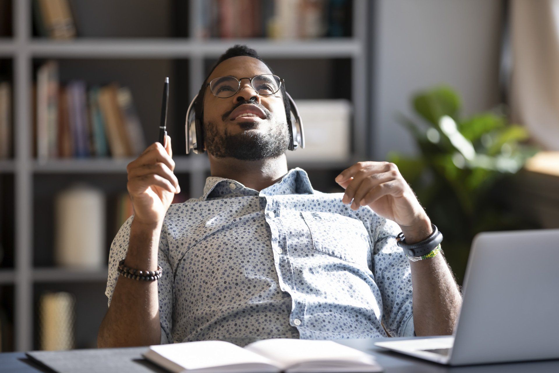 man listening to music