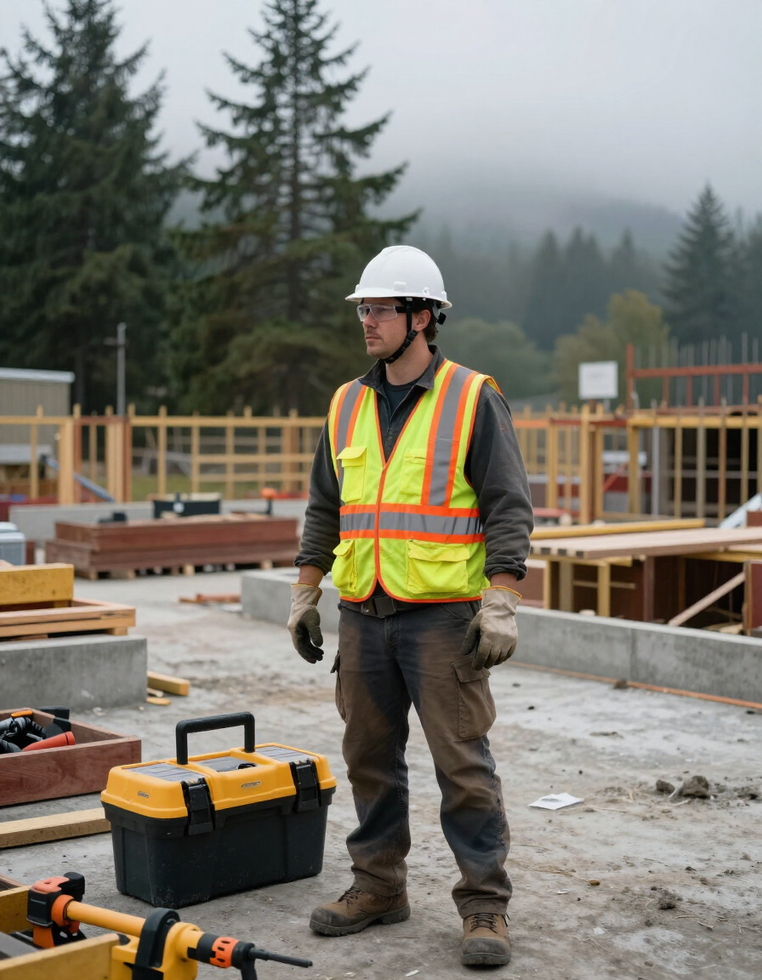 Raburn Contracting Services crew member on a Pierce County job site