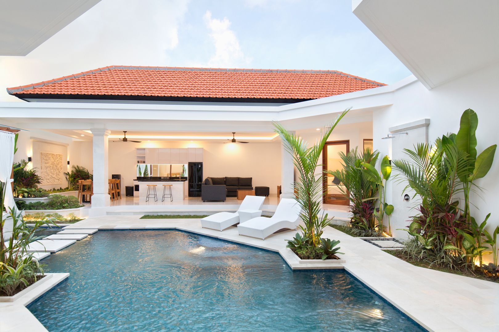 Villa Senja private pool with sun loungers