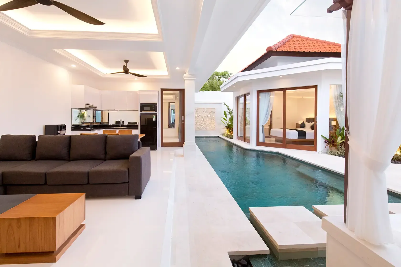 An 11-meter long pool beside the living room at Villa Mia Lapan