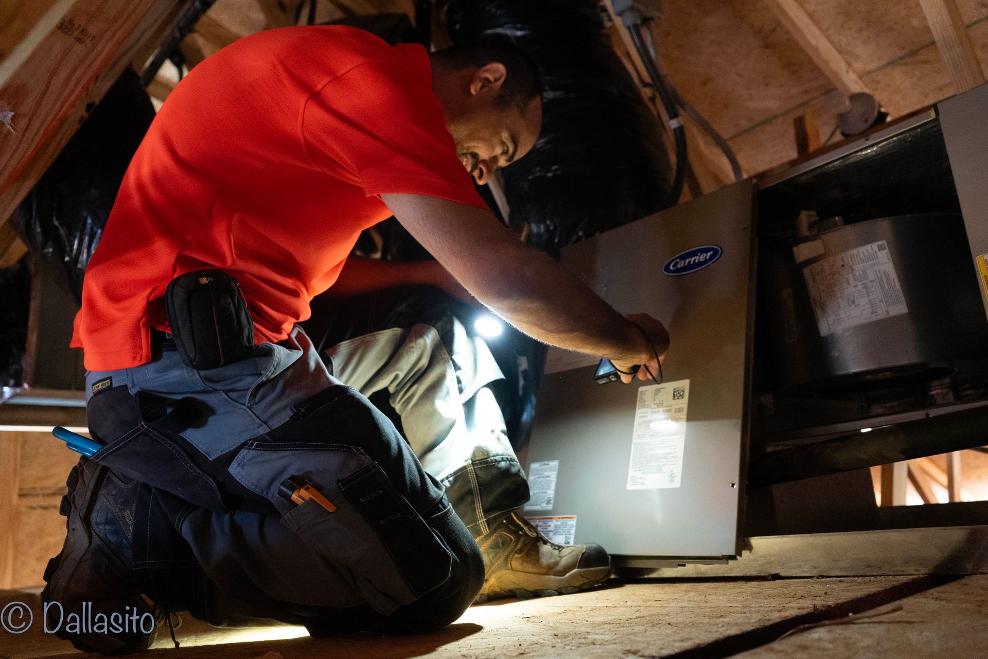 home inspector checking HVAC