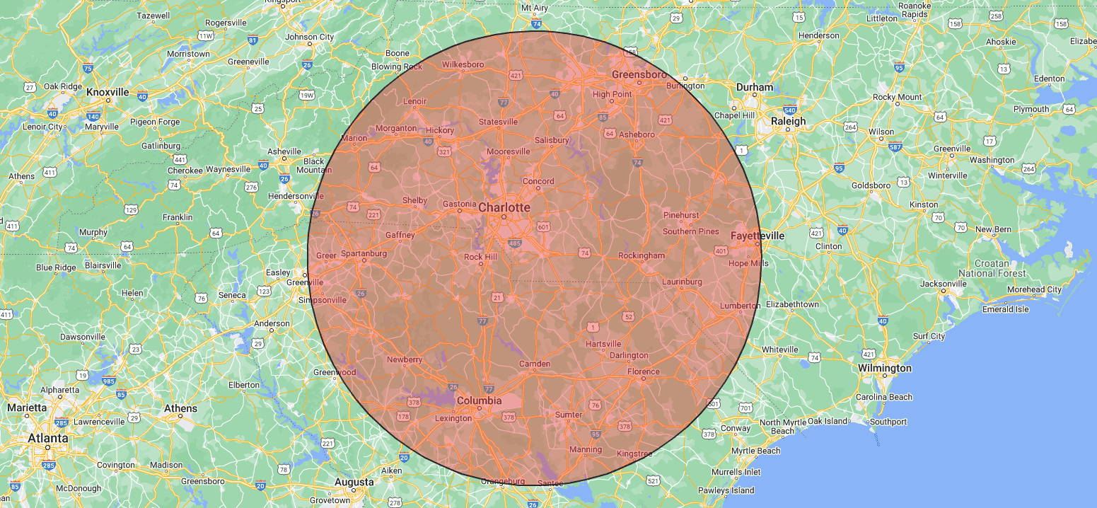 Nc and SC map where we perform inspections