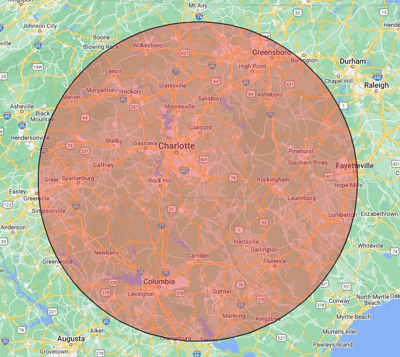 We serve the greater Monroe, North Carolina area as well as most areas of North Carolina and South Carolina