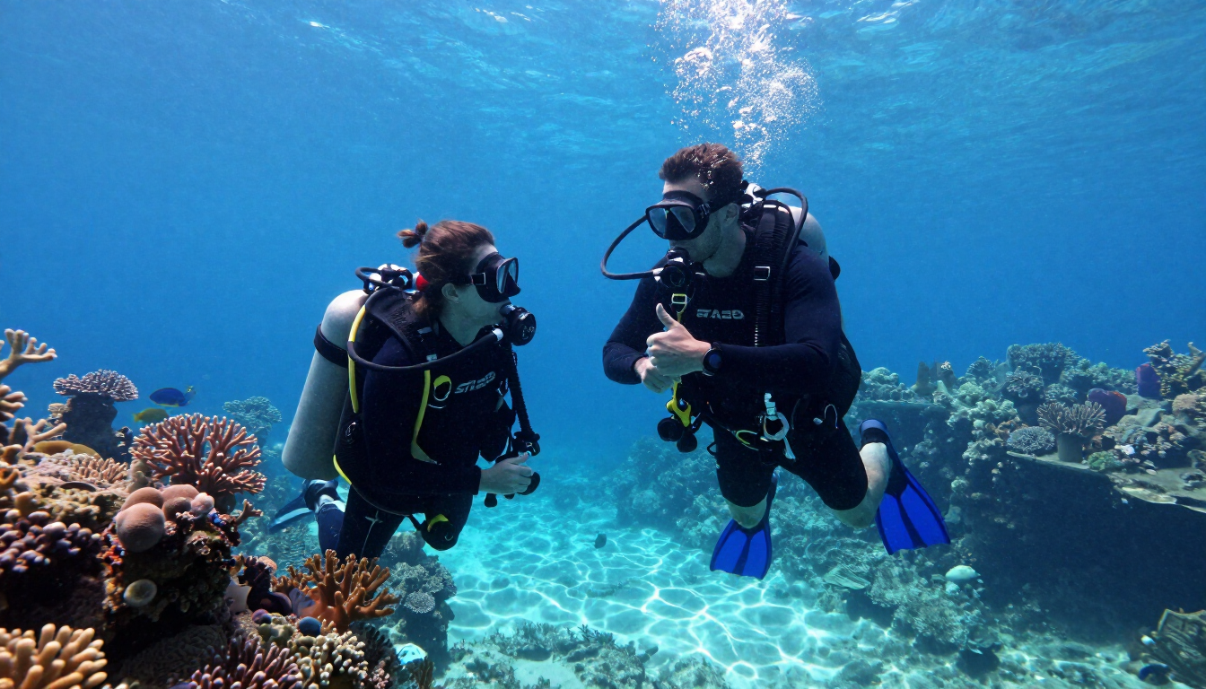 Diving Instructor and Student