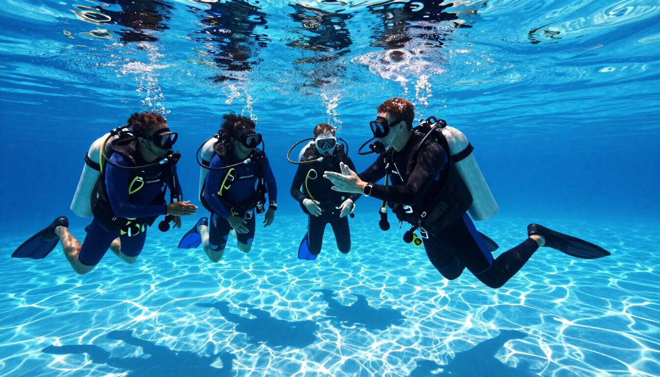 Scuba training in a pool