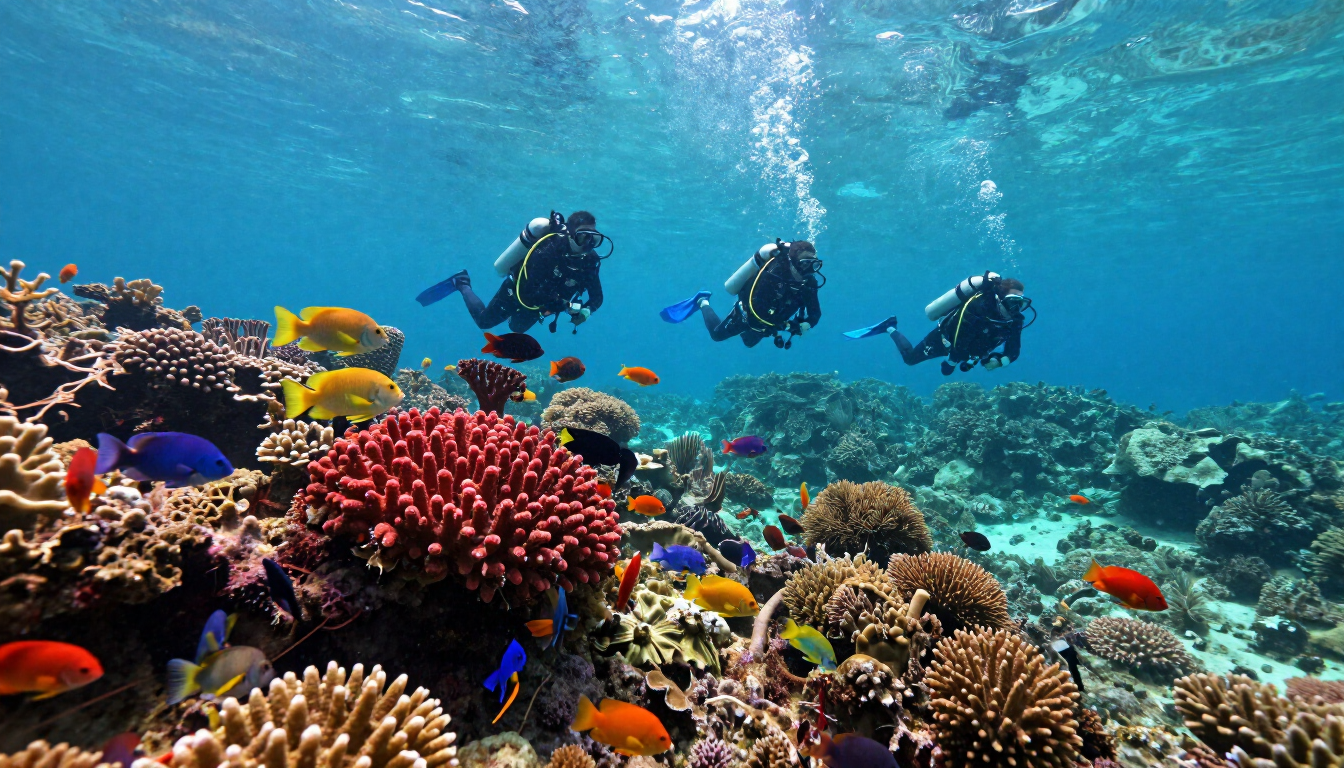 Vibrant coral reef in Sodwana Bay