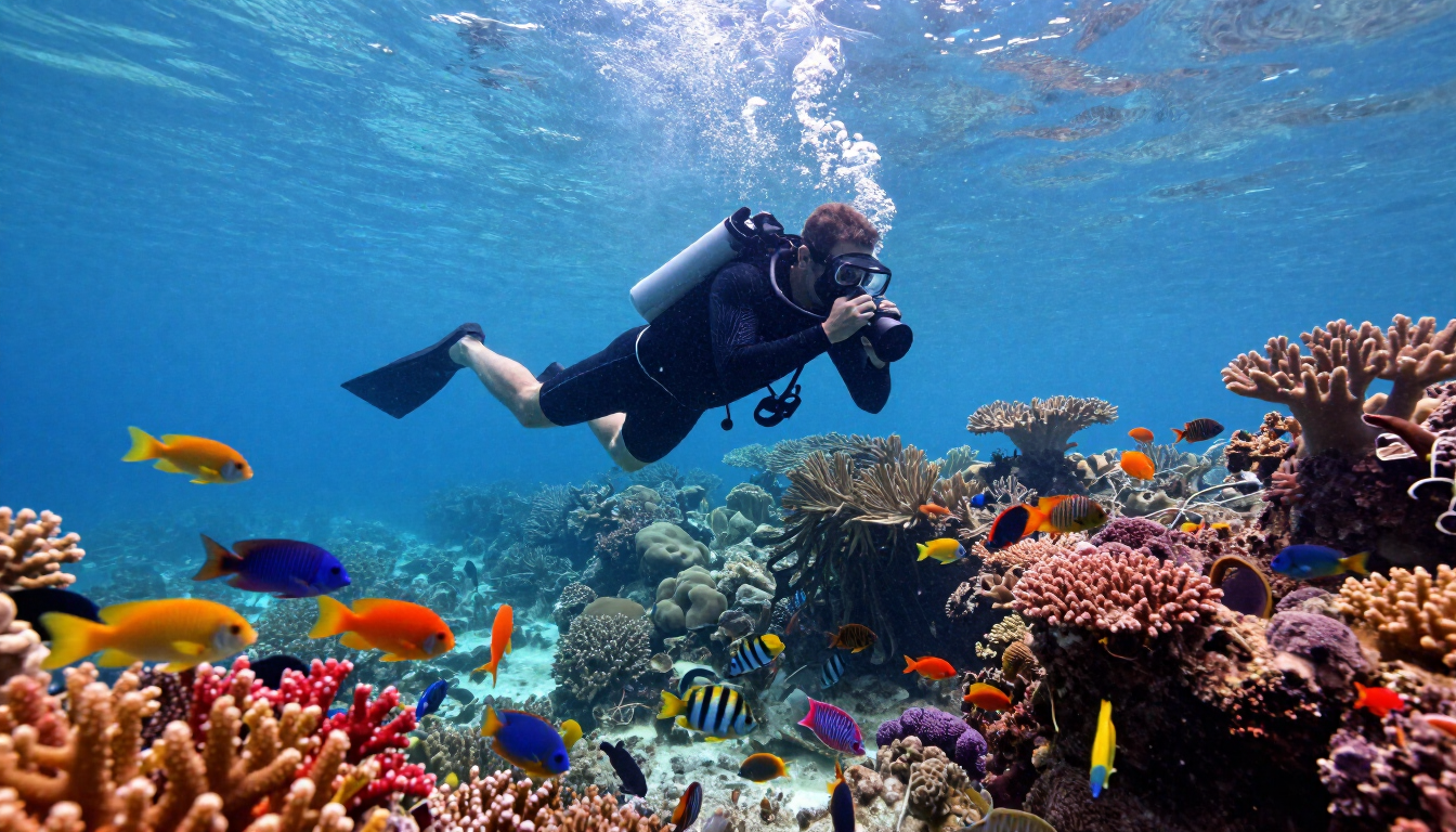 Photographer on reef