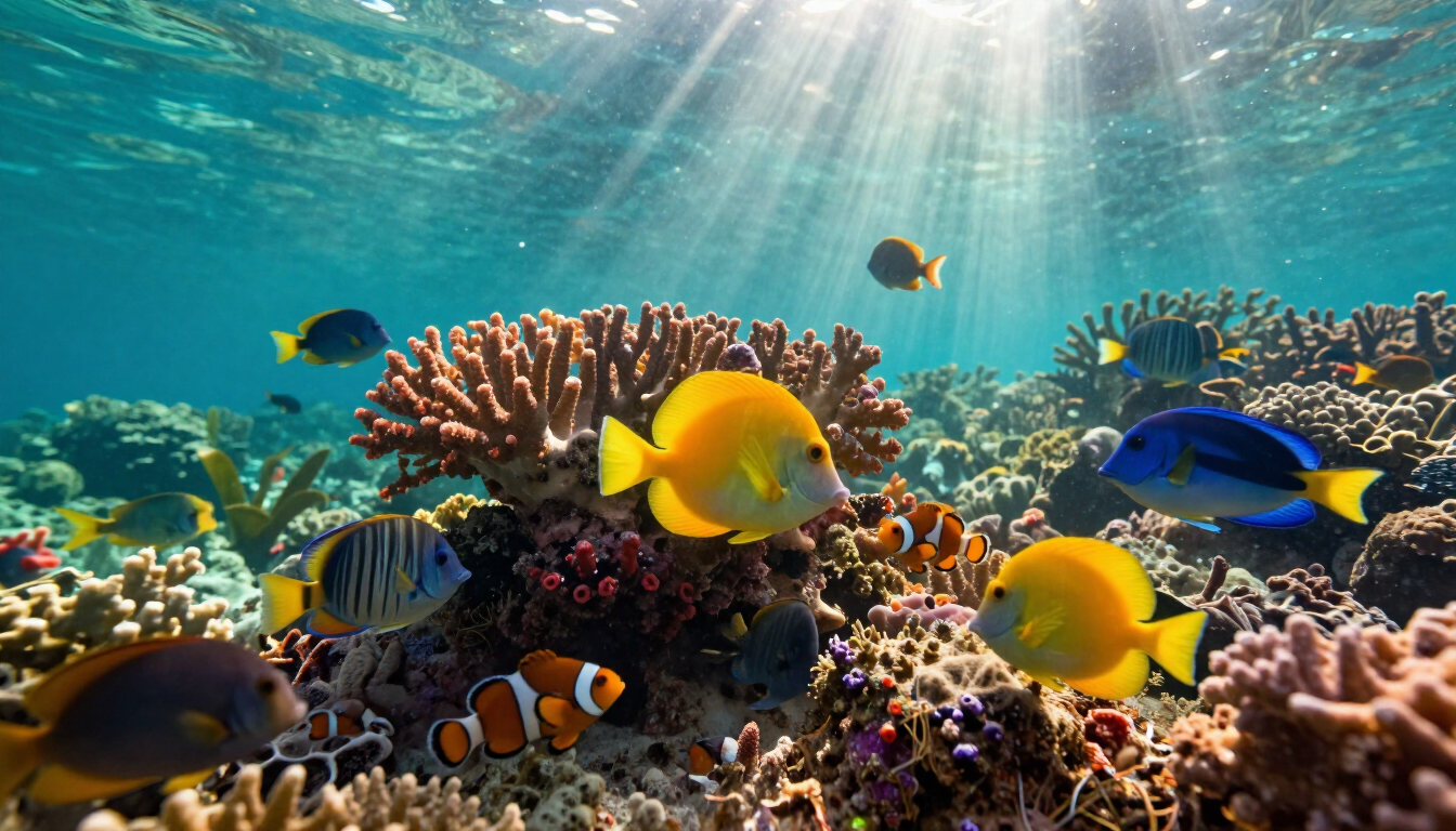 Vibrant coral reef in Sodwana Bay South Africa