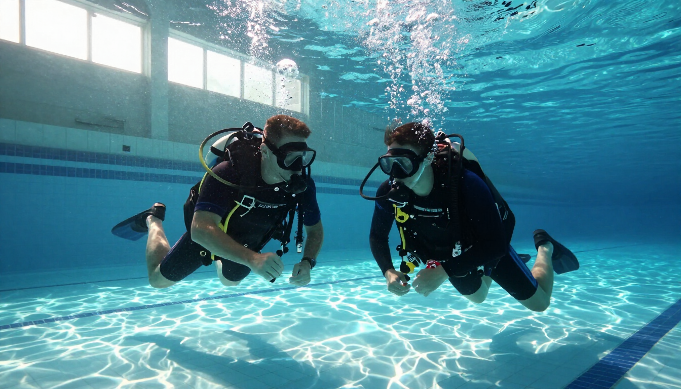 Instructor teaching a student in a pool