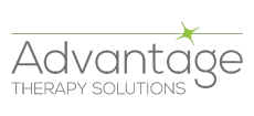 The logo for advantage therapy solutions has a green star on it.