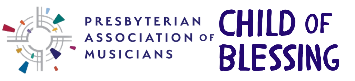 Logo for Presbyterian Association of Musicians Child of Blessing, with colorful circular design and text.