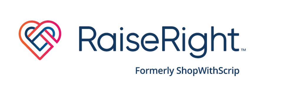 RaiseRight logo: Heart-shaped design with intertwined elements, text 
