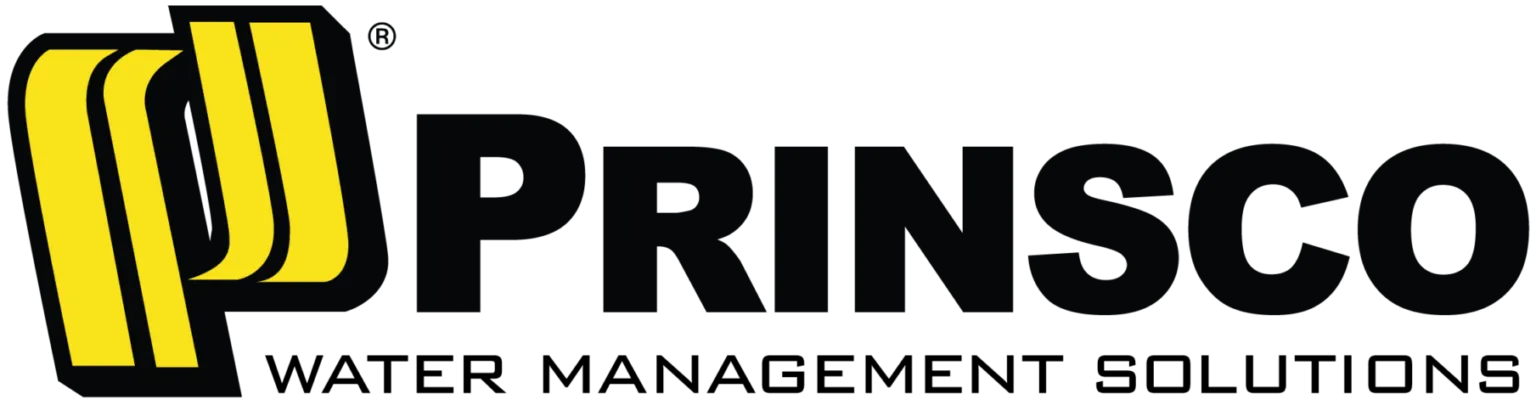 PRINSCO logo with yellow and black icon and “Water Management Solutions” text