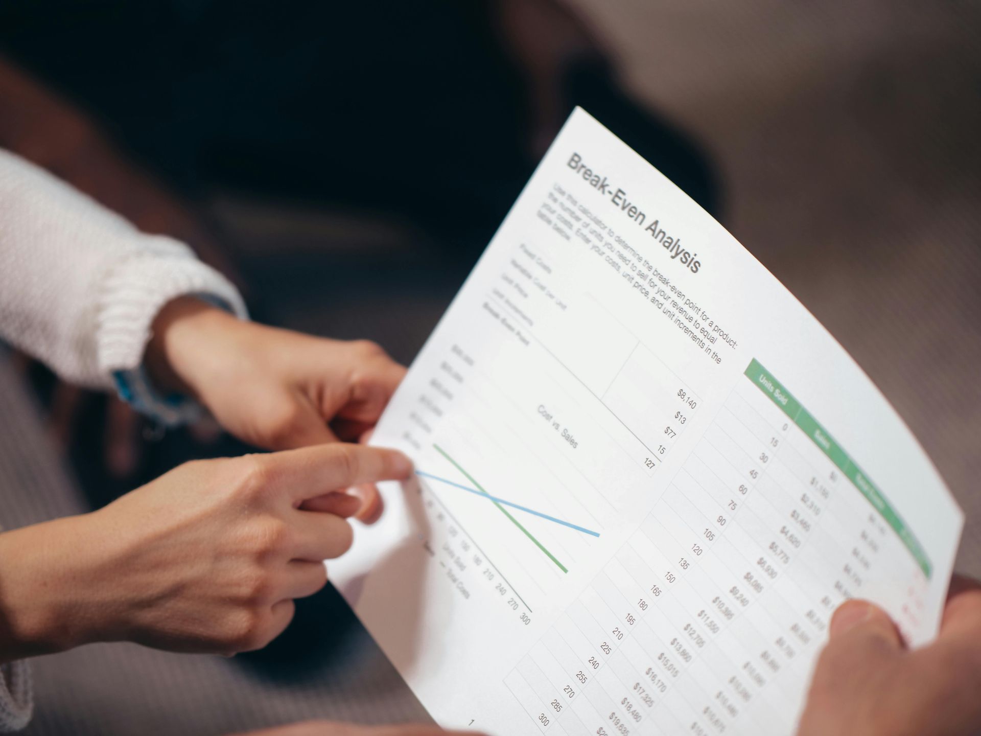 A pair of hands holding a report with graphs. 