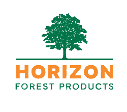 A logo for horizon forest products with a tree in the middle.