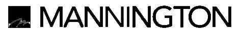 A black and white logo for mannington on a white background