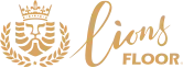 A logo for Lions's Flooring, Laminate, WPC, LVP and SPC flooring