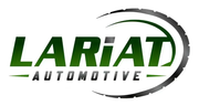 Lariat Automotive logo in green and black with a circular swoosh design