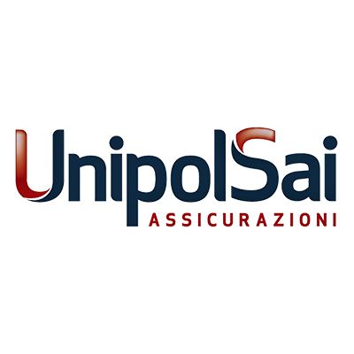 Logo UnipolSai Assicurazioni, testo blu scuro con accento rosso curvo, sfondo bianco.