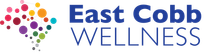 East Cobb Wellness logo with blue text and a multicolor dot cluster icon
