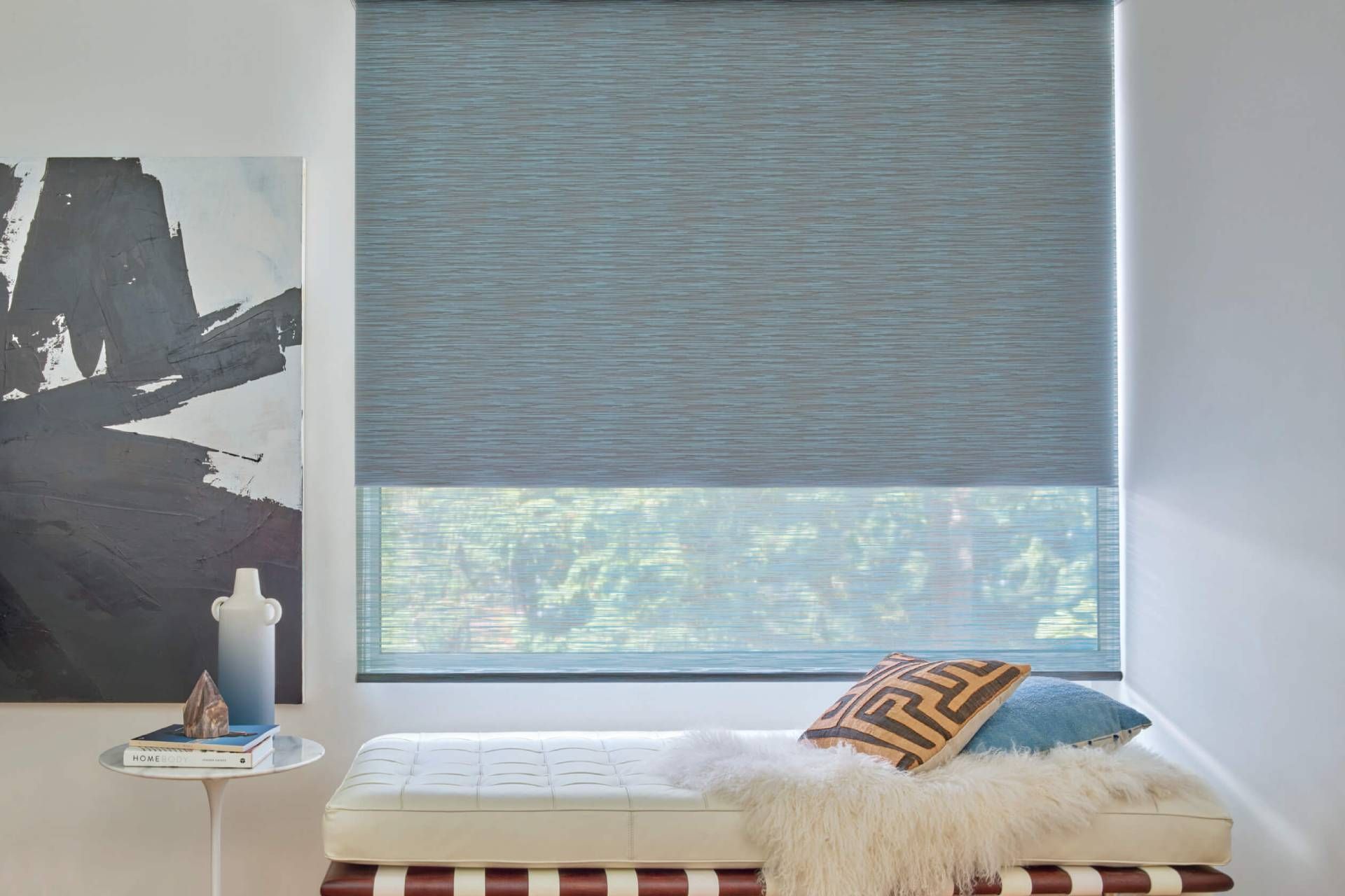 A close-up shot of Hunter Douglas Designer Roller Shades near Wichita, Kansas