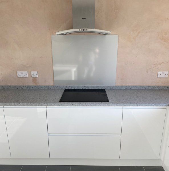 white cupboards in a kitchen