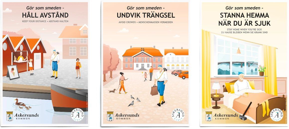 Tre affischer på temat