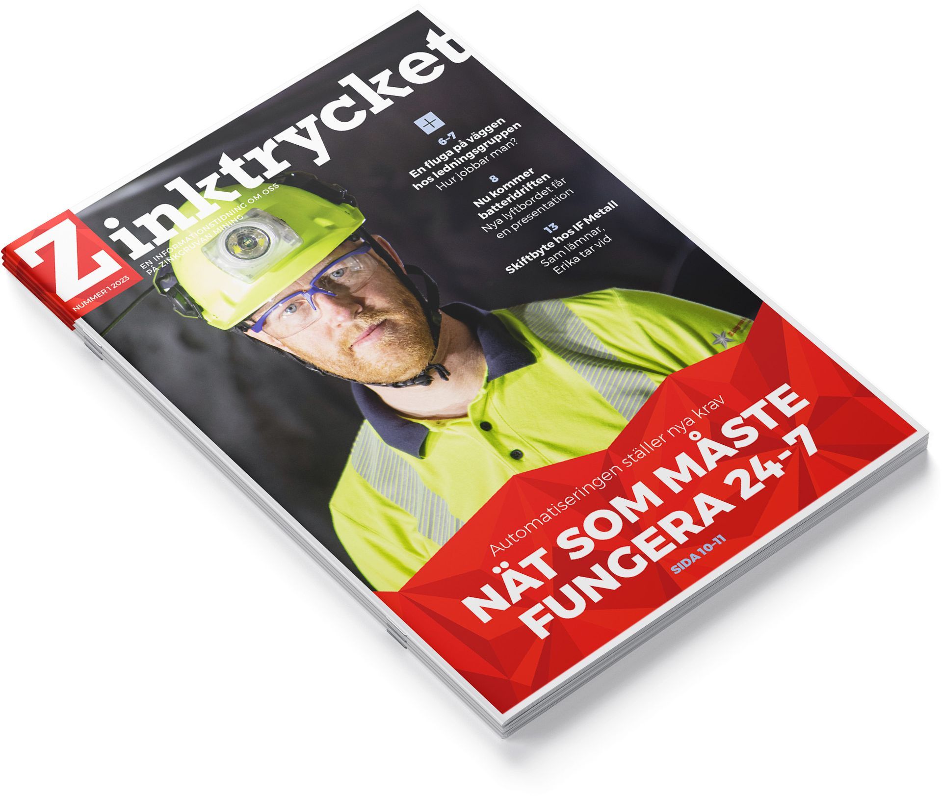 En hög med tre exemplar av Zinktrycket nummer 1 2023