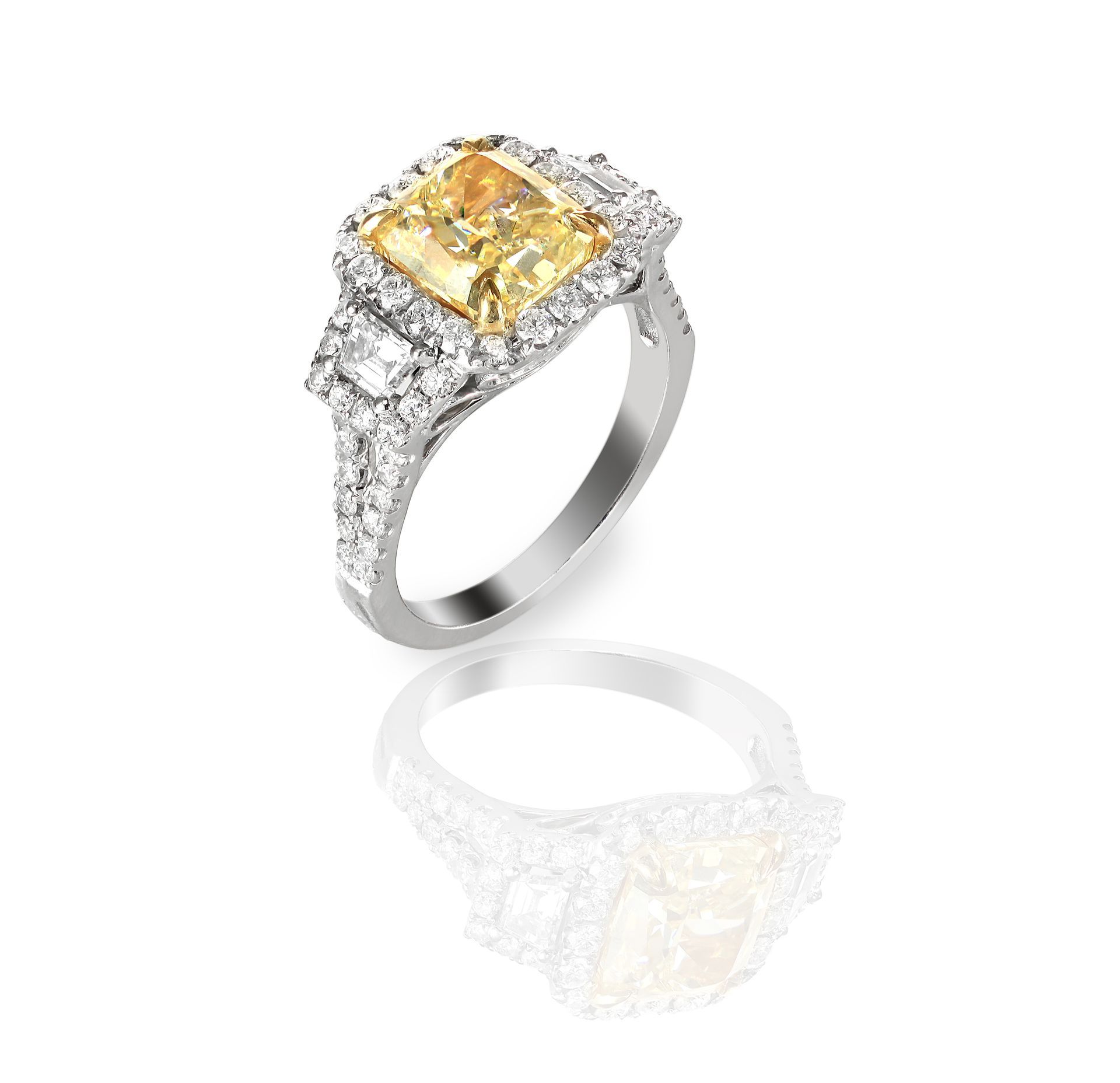 3ct Radiant Fancy Yellow Diamond Ring