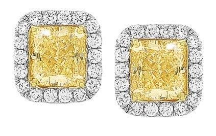 4 Carat Fancy Yellow Diamond Earrings