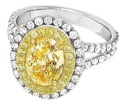 2 Carat Fancy Yellow Oval Diamond Ring
