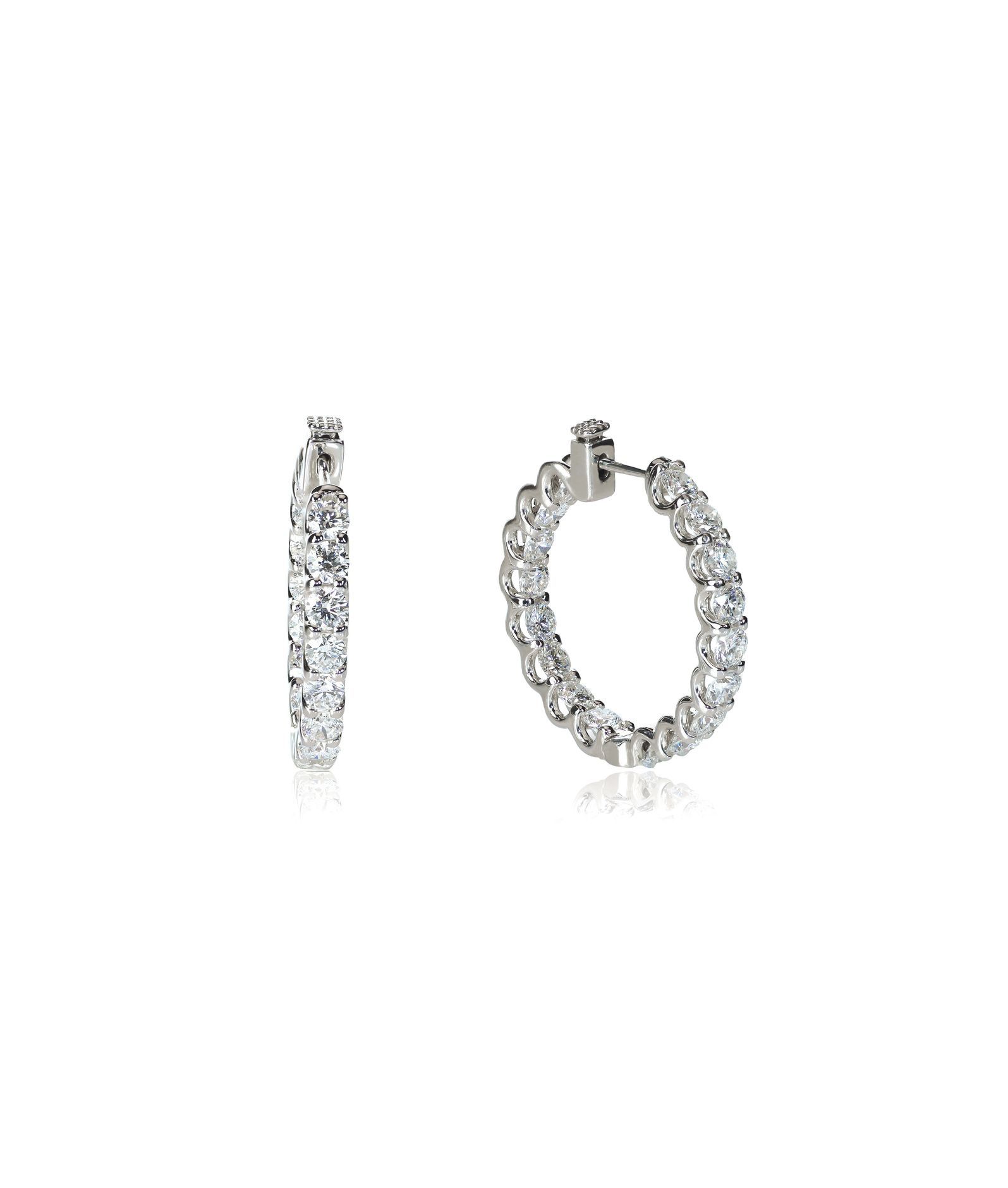 5 Ct. White Gold Inside Outside” Hoop Earrings