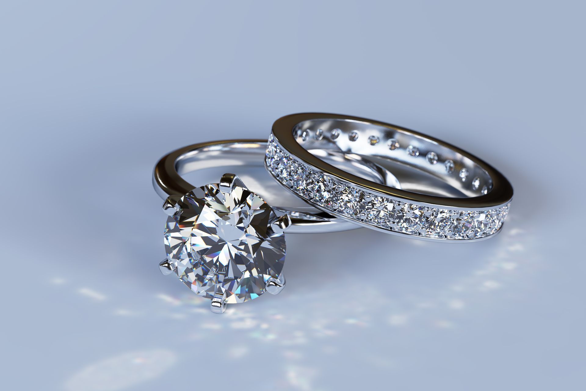 2 Carat White Gold Diamond Wedding Ring Set