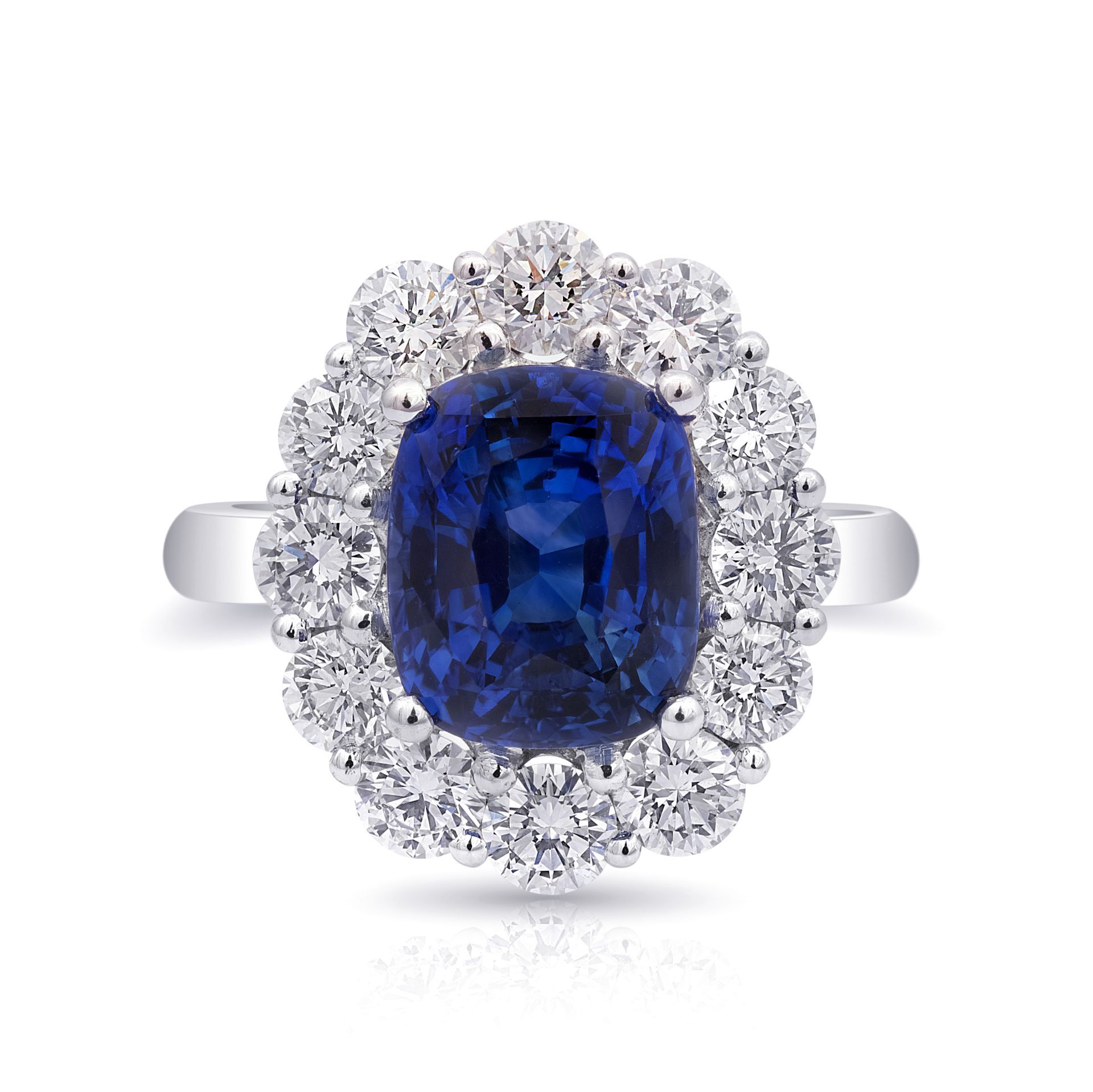 5 Ct Blue Sapphire & Diamond Ring