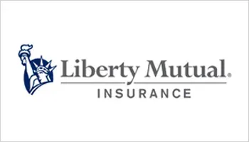 Liberty Mutual Insurance logo with blue Statue of Liberty icon and gray text on white background