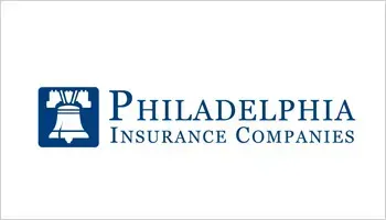 Philadelphia Insurance Companies logo with blue bell icon and text on white background