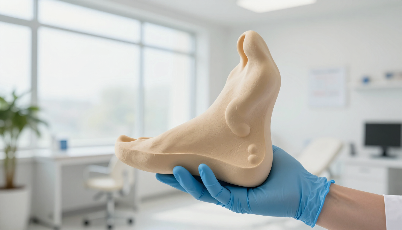 Podiatrist holding a custom foot mold