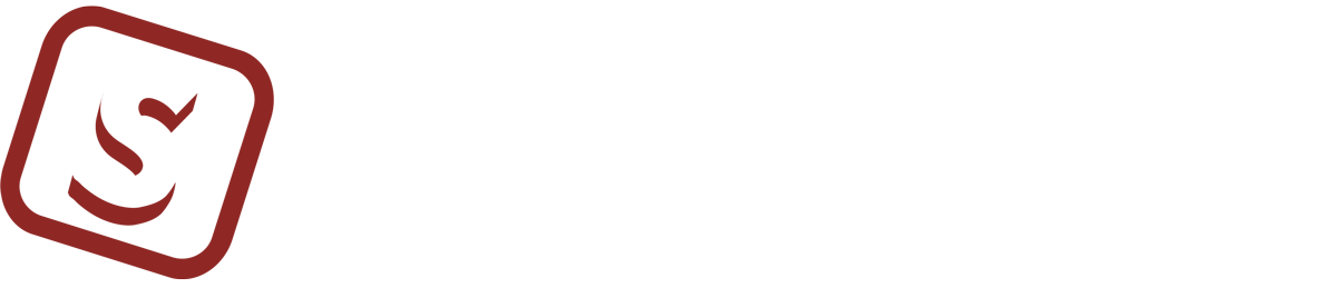A dark red, rounded square icon containing a stylized, white letter 