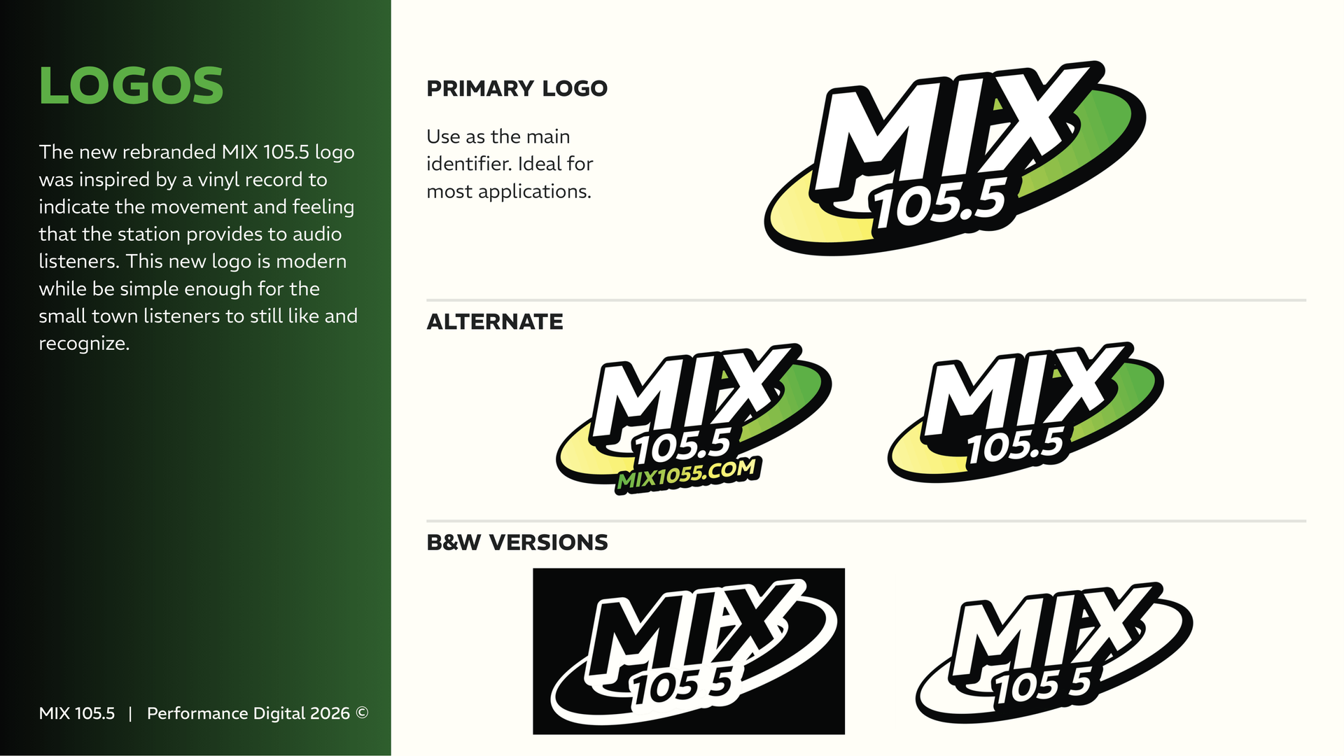 Big Dog 98.9/1340 radio station logo guide with red, white, and black primary and alternate logo versions