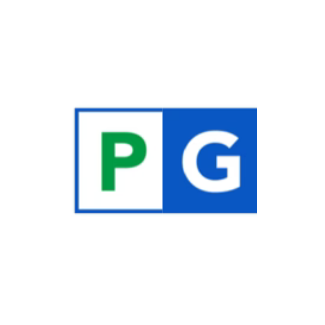 A rectangular logo featuring a green